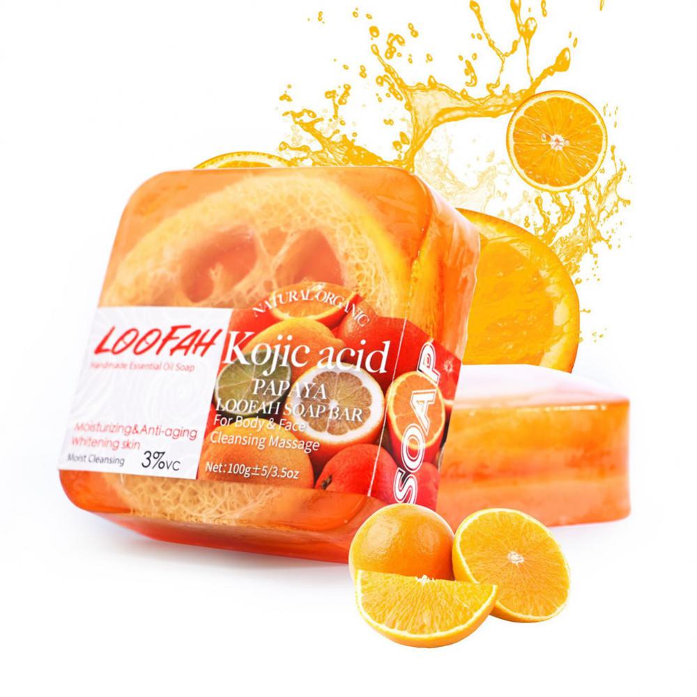 100g Kojic Acid Soap Loofah Handmade Essential Oil Soap Moisturizing Natural Plant Oil control Cleaning Massage Body & Face Care - Images 2 100g Kojic Acid Soap Loofah Handmade Essential Oil Soap Moisturizing Natural Plant Oil control Cleaning Massage Body & Face Care - Images 2