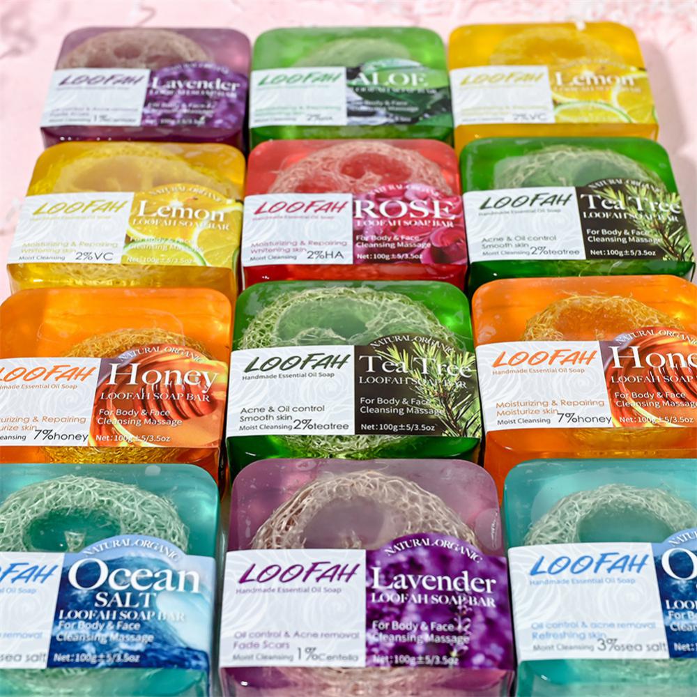 100g Kojic Acid Soap Loofah Handmade Essential Oil Soap Moisturizing Natural Plant Oil control Cleaning Massage Body & Face Care - Images 7 100g Kojic Acid Soap Loofah Handmade Essential Oil Soap Moisturizing Natural Plant Oil control Cleaning Massage Body & Face Care - Images 7