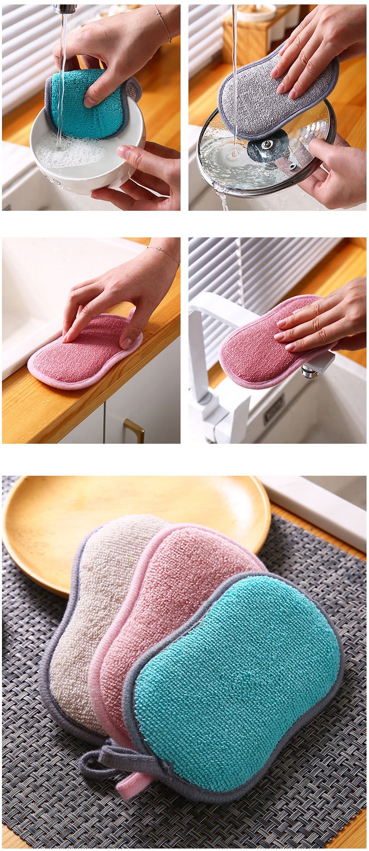 10/6/3Pcs Double Side Dishwashing Sponge Dish Washing Brush Pan Pot Dish Wash Sponges Bathroom Cleaning Household Kitchen Tools - imaget 8 10/6/3Pcs Double Side Dishwashing Sponge Dish Washing Brush Pan Pot Dish Wash Sponges Bathroom Cleaning Household Kitchen Tools - imaget 8