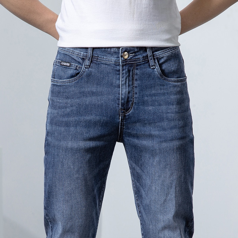 2022 Mới Nam Co Giãn Quần Skinny Mùa Xuân Mới Thời Trang Cotton Denim Slim Fit Quần Nam Quần Dài - Ảnh 7 2022 Mới Nam Co Giãn Quần Skinny Mùa Xuân Mới Thời Trang Cotton Denim Slim Fit Quần Nam Quần Dài - Ảnh 7