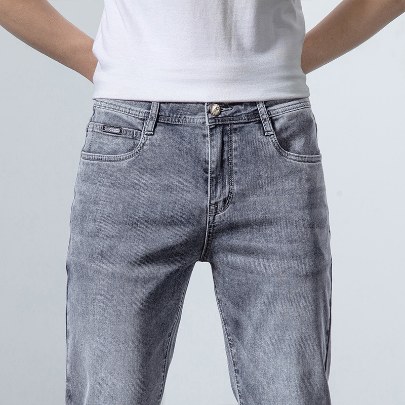2022 Mới Nam Co Giãn Quần Skinny Mùa Xuân Mới Thời Trang Cotton Denim Slim Fit Quần Nam Quần Dài - Ảnh 6 2022 Mới Nam Co Giãn Quần Skinny Mùa Xuân Mới Thời Trang Cotton Denim Slim Fit Quần Nam Quần Dài - Ảnh 6