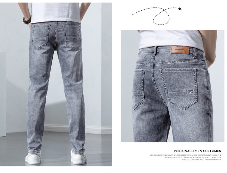 2022 Mới Nam Co Giãn Quần Skinny Mùa Xuân Mới Thời Trang Cotton Denim Slim Fit Quần Nam Quần Dài - Ảnh 9 2022 Mới Nam Co Giãn Quần Skinny Mùa Xuân Mới Thời Trang Cotton Denim Slim Fit Quần Nam Quần Dài - Ảnh 9