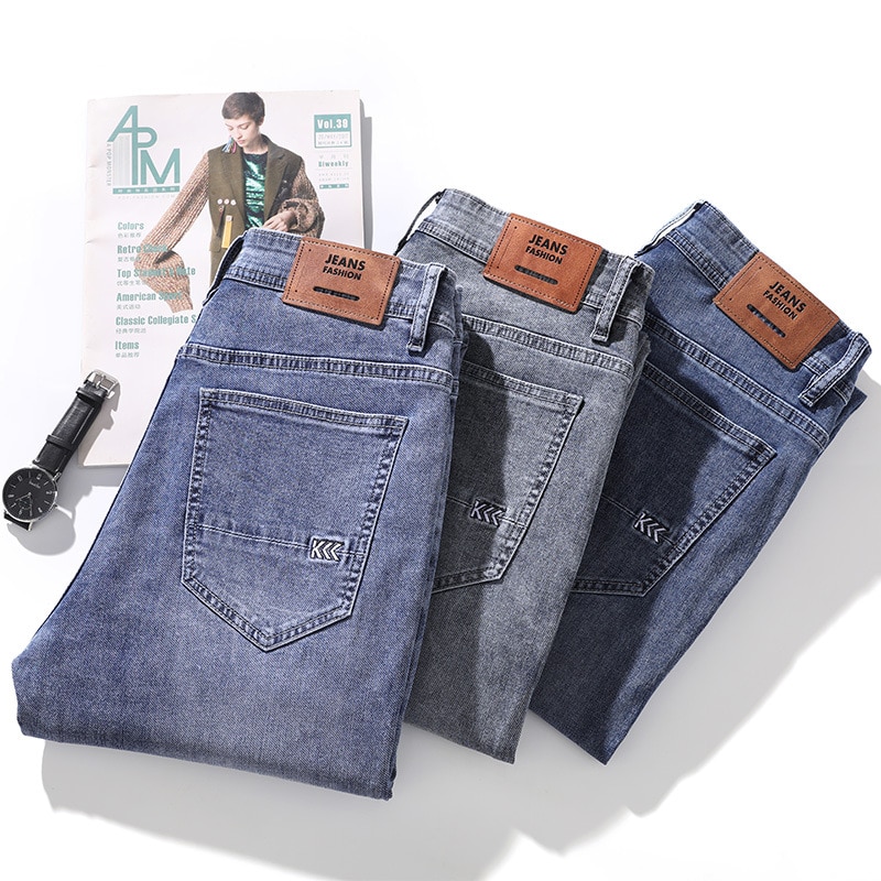 2022 Mới Nam Co Giãn Quần Skinny Mùa Xuân Mới Thời Trang Cotton Denim Slim Fit Quần Nam Quần Dài - Ảnh 8 2022 Mới Nam Co Giãn Quần Skinny Mùa Xuân Mới Thời Trang Cotton Denim Slim Fit Quần Nam Quần Dài - Ảnh 8