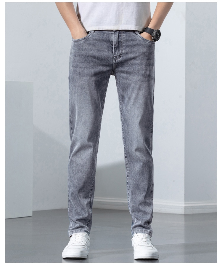 2022 Mới Nam Co Giãn Quần Skinny Mùa Xuân Mới Thời Trang Cotton Denim Slim Fit Quần Nam Quần Dài - Ảnh 10 2022 Mới Nam Co Giãn Quần Skinny Mùa Xuân Mới Thời Trang Cotton Denim Slim Fit Quần Nam Quần Dài - Ảnh 10