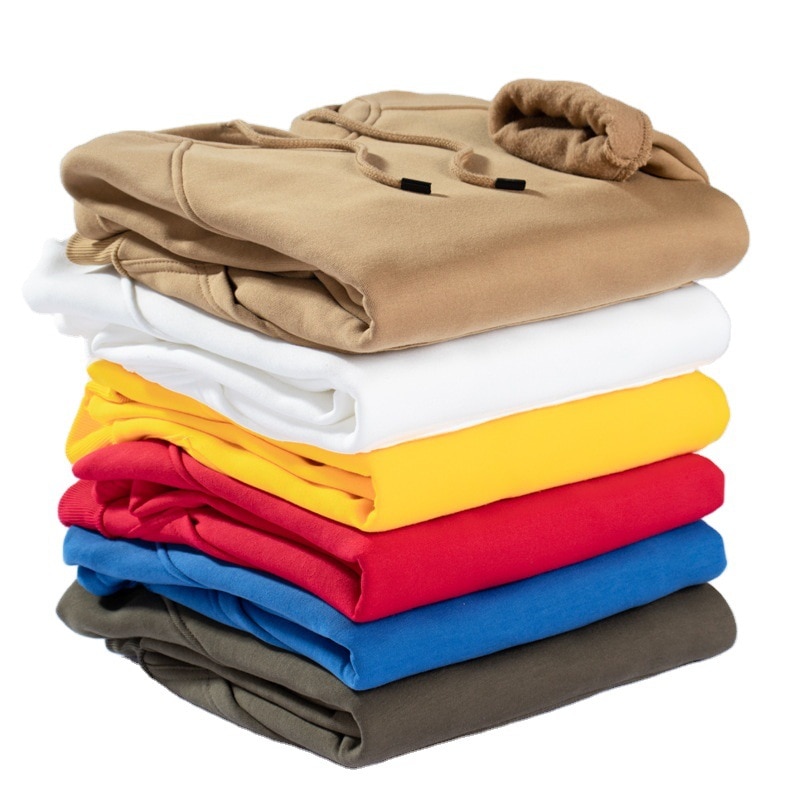 2023 새로운 느슨한 솔리드 컬러 남성 양털 운동복 특대 남성 긴팔 후드 티셔츠 사계절 남성 Streetwear - imaget 2