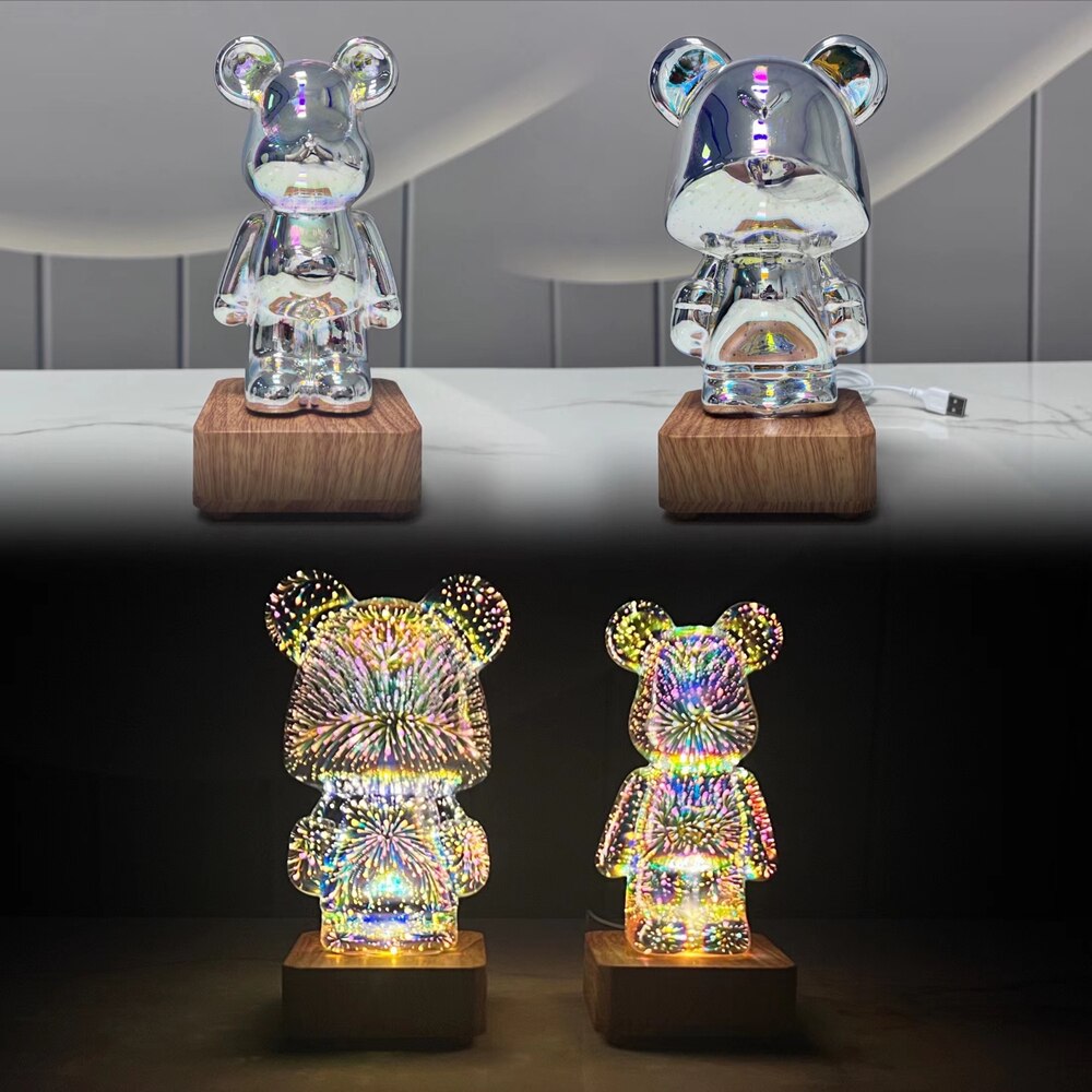 3D Fireworks Bear Night Light Projection Colorful USB Atmosphere Dimming Decor Room 3D Glass Fireworks Bedroom Decoration Lamp - imaget 7 3D Fireworks Bear Night Light Projection Colorful USB Atmosphere Dimming Decor Room 3D Glass Fireworks Bedroom Decoration Lamp - imaget 7