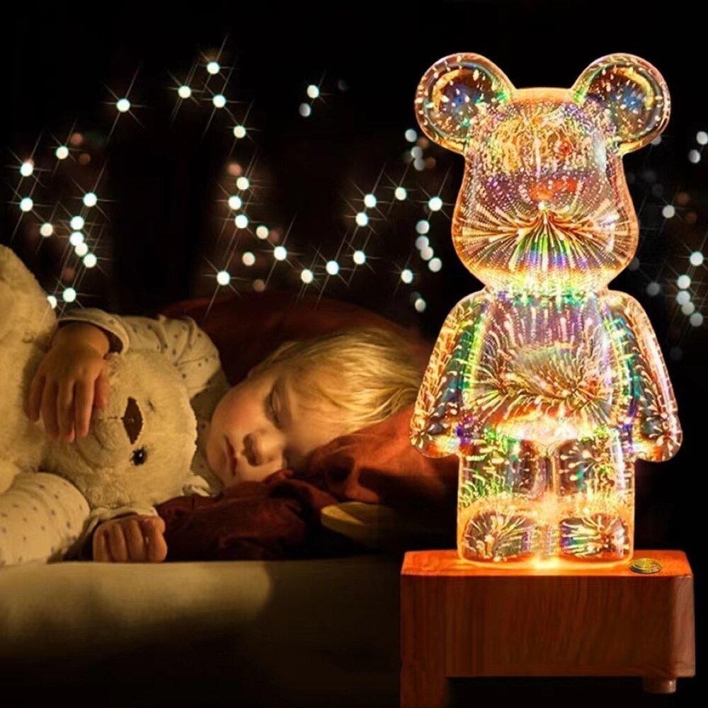 3D Fireworks Bear Night Light Projection Colorful USB Atmosphere Dimming Decor Room 3D Glass Fireworks Bedroom Decoration Lamp - imaget 11 3D Fireworks Bear Night Light Projection Colorful USB Atmosphere Dimming Decor Room 3D Glass Fireworks Bedroom Decoration Lamp - imaget 11