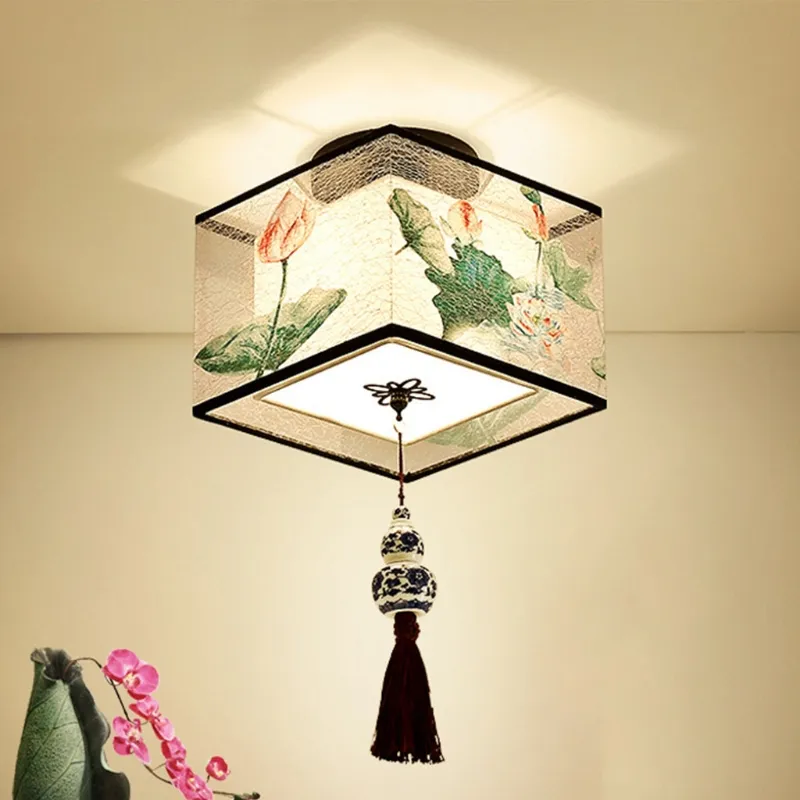 4 Types Chinese Style LED Light Fixtures Ceiling Fabric Ceiling Lamp for Living Room Aisle Balcony Porch 4 Types Chinese Style LED Light Fixtures Ceiling Fabric Ceiling Lamp for Living Room Aisle Balcony Porch