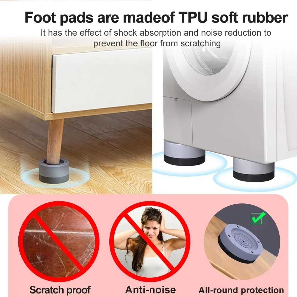 4Pcs Universal Anti Vibration Pads Washing Machine Rubber Feet Mat Anti-vibration Pad Noise-reducing Furniture Lifting Foot Base 4Pcs Universal Anti Vibration Pads Washing Machine Rubber Feet Mat Anti-vibration Pad Noise-reducing Furniture Lifting Foot Base