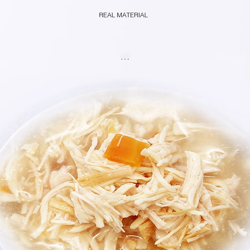 90g Thức ăn ướt cho mèo Đồ ăn nhẹ cho mèo Gói con dấu tuyệt vời Mèo đóng hộp súp dày hạt gà Gói dinh dưỡng cho thú cưng