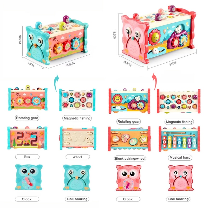Baby Montessori Toys Magnetic Fishing Owl Cube Learning Educational Clock Kids Hammer Game with Music Puzzle for Piano Gift Baby Montessori Toys Magnetic Fishing Owl Cube Learning Educational Clock Kids Hammer Game with Music Puzzle for Piano Gift