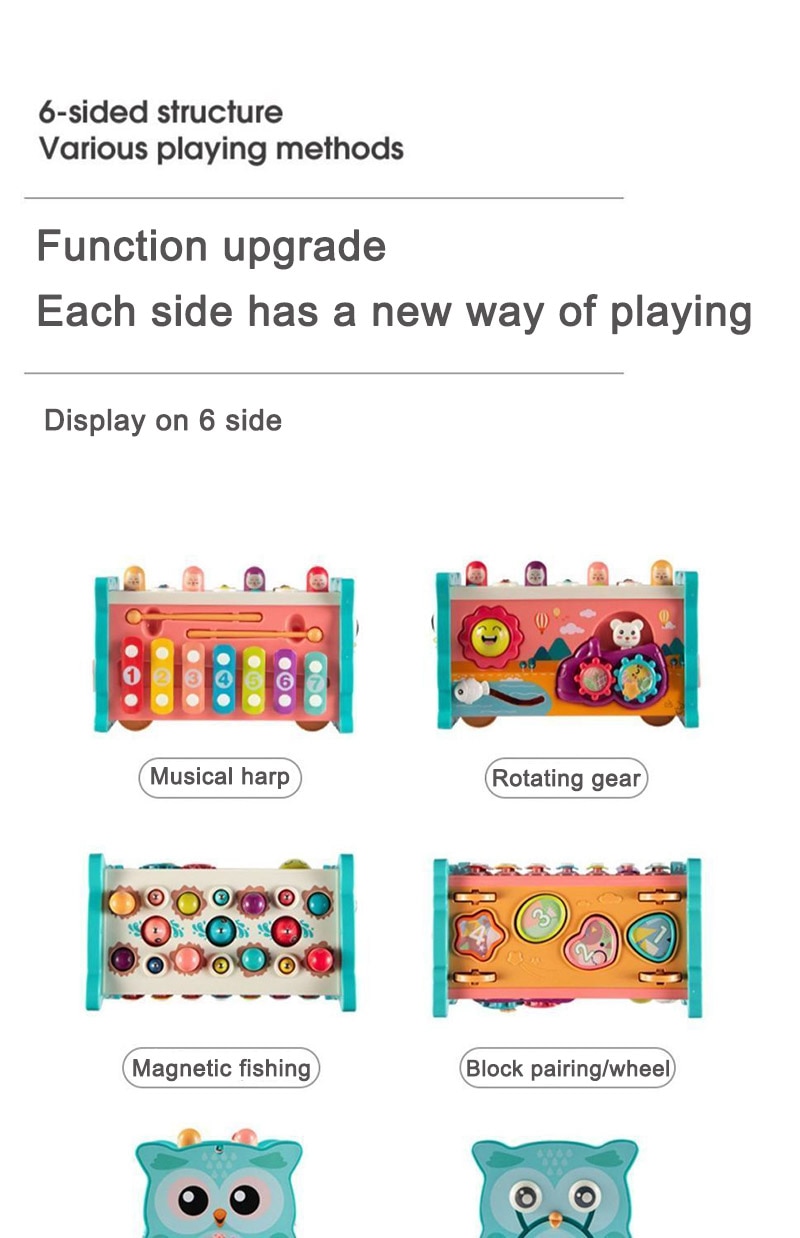 Baby Montessori Toys Magnetic Fishing Owl Cube Learning Educational Clock Kids Hammer Game with Music Puzzle for Piano Gift - imaget 7 Baby Montessori Toys Magnetic Fishing Owl Cube Learning Educational Clock Kids Hammer Game with Music Puzzle for Piano Gift - imaget 7