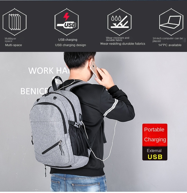 Basketball Bag Men's Backpack USB Charging Smart Backpack Waterproof 15.6-inch Computer Student Schoolbag - imaget 3