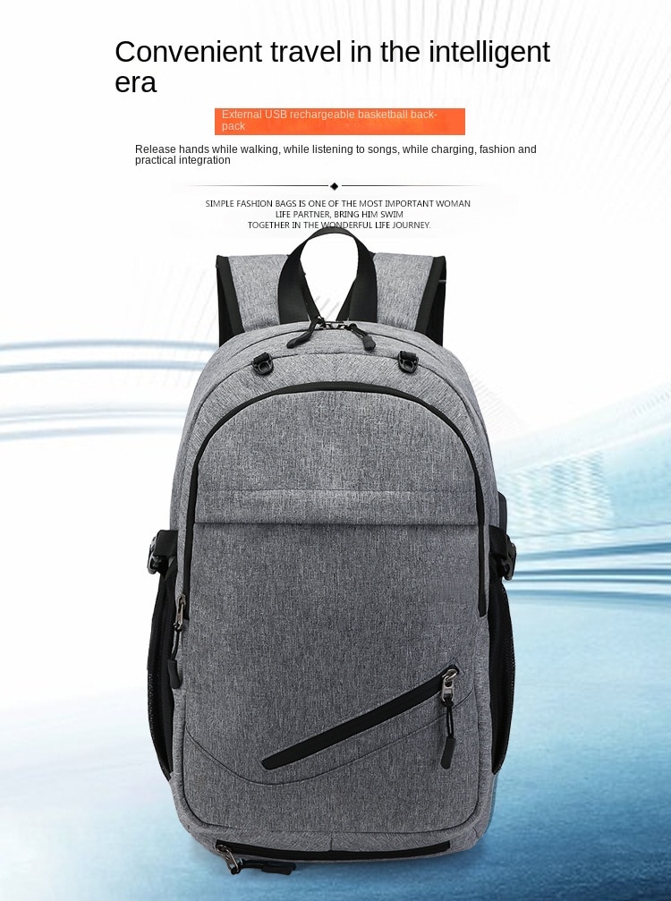 Basketball Bag Men's Backpack USB Charging Smart Backpack Waterproof 15.6-inch Computer Student Schoolbag - imaget 2
