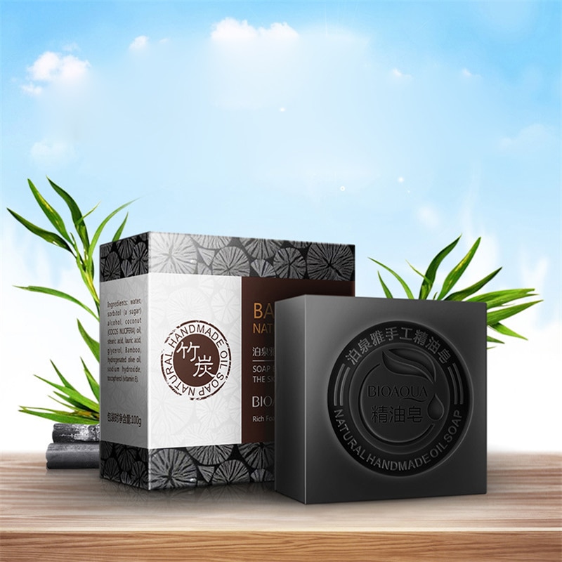 BIOAQUA Natural Plant Essential Oil Handmade Soap Whitening Moisturizing Remove Acne Clean Bath Soap Bamboo Charcoal Soap 100g BIOAQUA Natural Plant Essential Oil Handmade Soap Whitening Moisturizing Remove Acne Clean Bath Soap Bamboo Charcoal Soap 100g