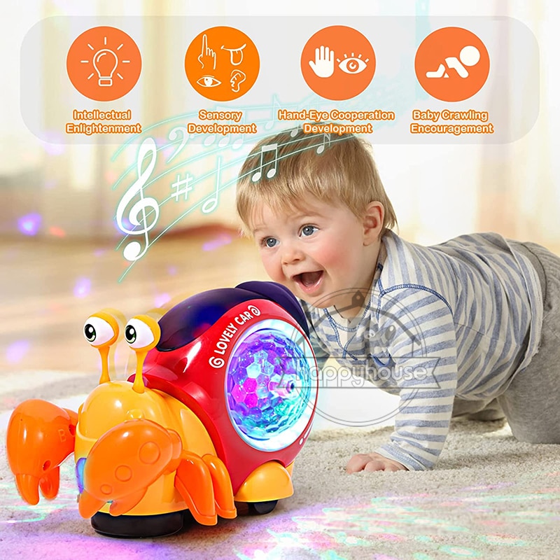 Crawling Crab Baby Toys with Music LED Light Up Interactive Musical Dancing Crawling Toys Moving Toddler Toys Toys for Baby - imaget 4 Crawling Crab Baby Toys with Music LED Light Up Interactive Musical Dancing Crawling Toys Moving Toddler Toys Toys for Baby - imaget 4