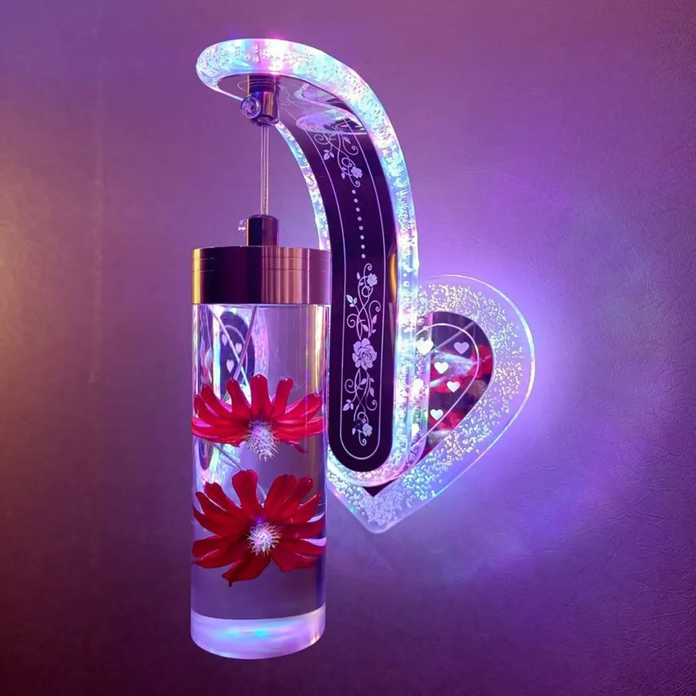 DIY LED Wall Bracket Lights Modern Small Lamp Living Room Decoration Bedroom Nordic Style 20 Colors with Dry Flower