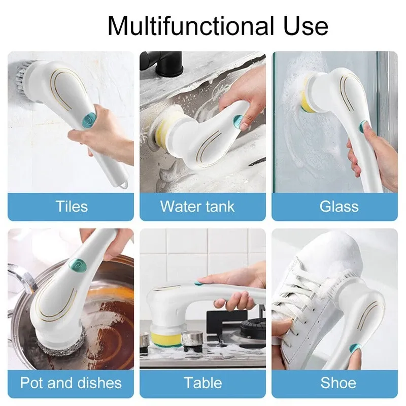 Electric Cleaning Brush 5-in-1 Multi-functional USB Charging Bathroom Wash Tool Kitchen Clean Accessories Easily Dishwashing Electric Cleaning Brush 5-in-1 Multi-functional USB Charging Bathroom Wash Tool Kitchen Clean Accessories Easily Dishwashing