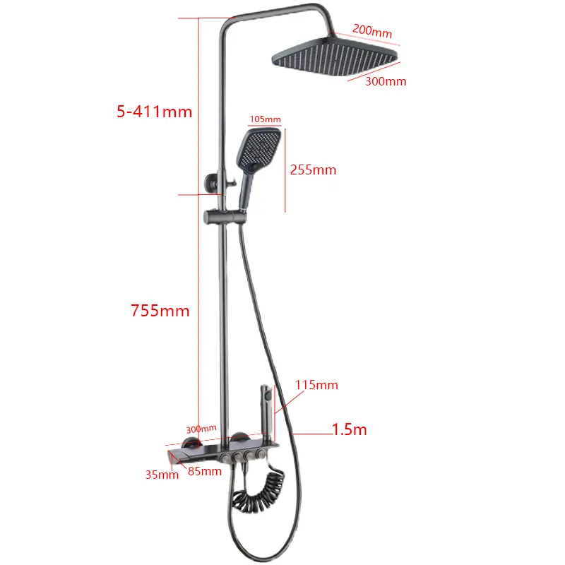 High-end Luxury Temperature Shower Set 4 Way Wall-mounted Bathroom Faucet Brass Rain Shower System Sets Bathtub Mixed Water Tap High-end Luxury Temperature Shower Set 4 Way Wall-mounted Bathroom Faucet Brass Rain Shower System Sets Bathtub Mixed Water Tap