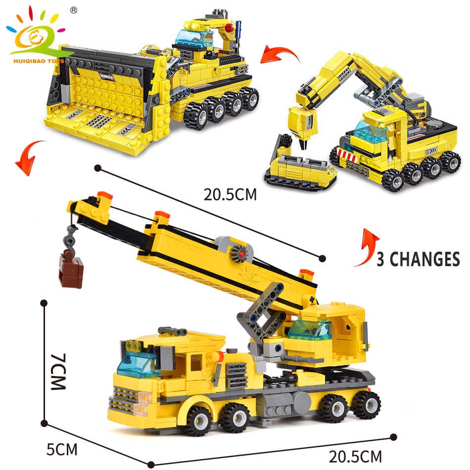 HUIQIBAO TOYS 693pcs 8in1 Engineering Truck Building Blocks Crane Bulldozer Car City Construction Bricks Set For Children Kids HUIQIBAO TOYS 693pcs 8in1 Engineering Truck Building Blocks Crane Bulldozer Car City Construction Bricks Set For Children Kids
