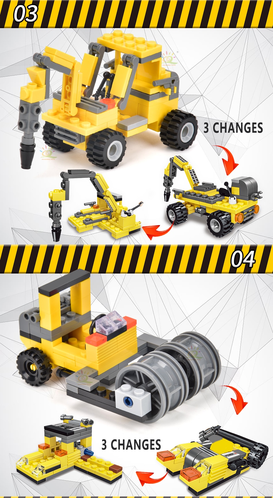 HUIQIBAO TOYS 693pcs 8in1 Engineering Truck Building Blocks Crane Bulldozer Car City Construction Bricks Set For Children Kids - imaget 7 HUIQIBAO TOYS 693pcs 8in1 Engineering Truck Building Blocks Crane Bulldozer Car City Construction Bricks Set For Children Kids - imaget 7