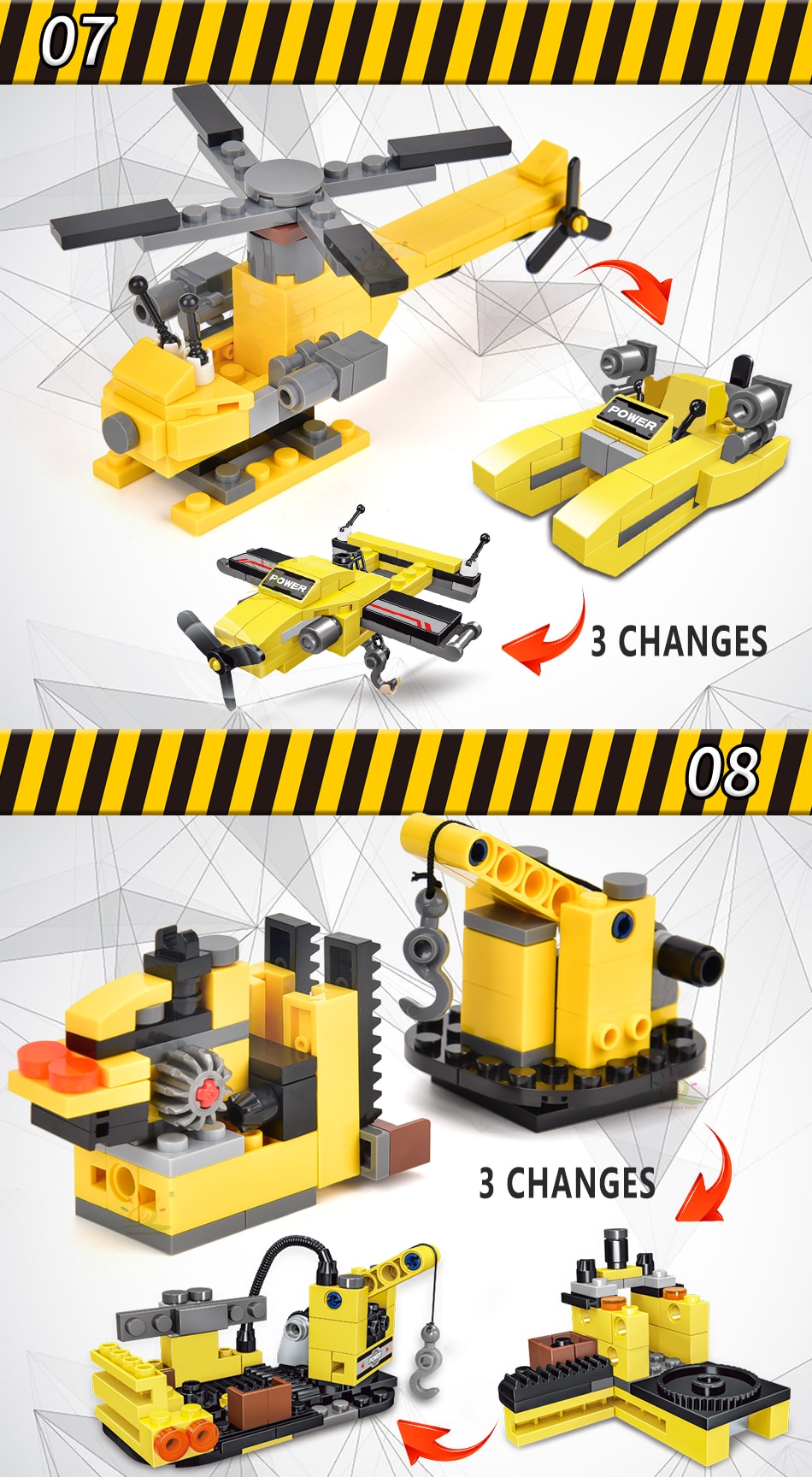HUIQIBAO TOYS 693pcs 8in1 Engineering Truck Building Blocks Crane Bulldozer Car City Construction Bricks Set For Children Kids - imaget 9 HUIQIBAO TOYS 693pcs 8in1 Engineering Truck Building Blocks Crane Bulldozer Car City Construction Bricks Set For Children Kids - imaget 9