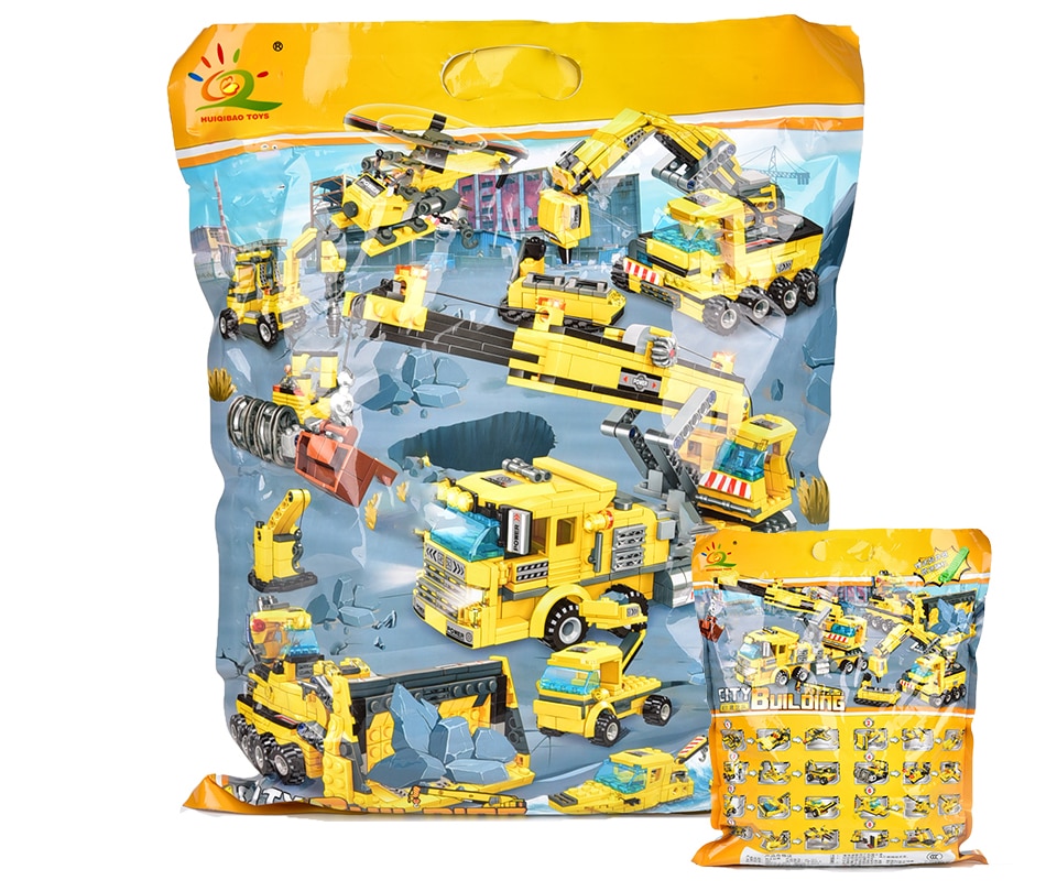HUIQIBAO TOYS 693pcs 8in1 Engineering Truck Building Blocks Crane Bulldozer Car City Construction Bricks Set For Children Kids - imaget 4 HUIQIBAO TOYS 693pcs 8in1 Engineering Truck Building Blocks Crane Bulldozer Car City Construction Bricks Set For Children Kids - imaget 4