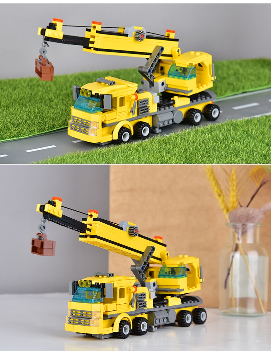 HUIQIBAO TOYS 693pcs 8in1 Engineering Truck Building Blocks Crane Bulldozer Car City Construction Bricks Set For Children Kids - imaget 5 HUIQIBAO TOYS 693pcs 8in1 Engineering Truck Building Blocks Crane Bulldozer Car City Construction Bricks Set For Children Kids - imaget 5