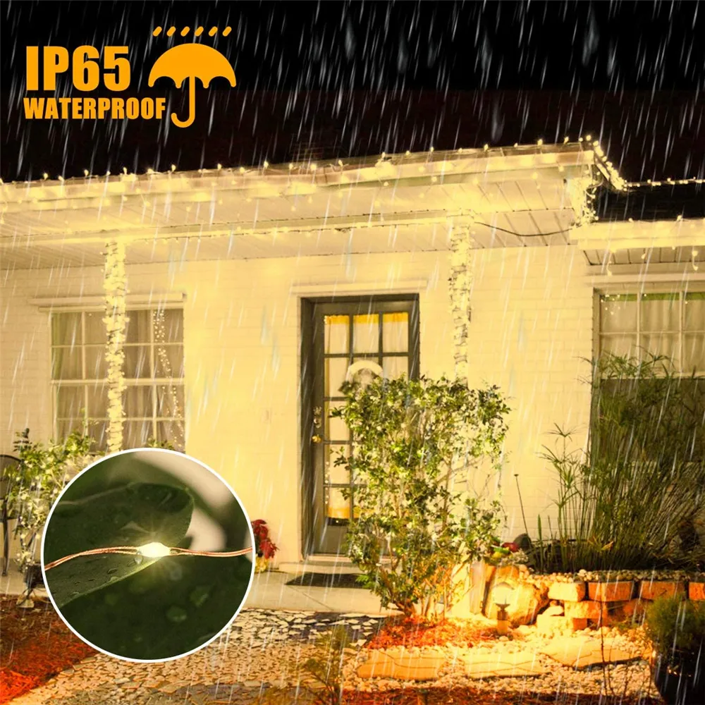 IR Dimmable 11m/21m/31m/51m  LED Outdoor Solar String Lights Solar Lamp for Fairy Holiday Christmas Party Garland Lighting Luz IR Dimmable 11m/21m/31m/51m  LED Outdoor Solar String Lights Solar Lamp for Fairy Holiday Christmas Party Garland Lighting Luz
