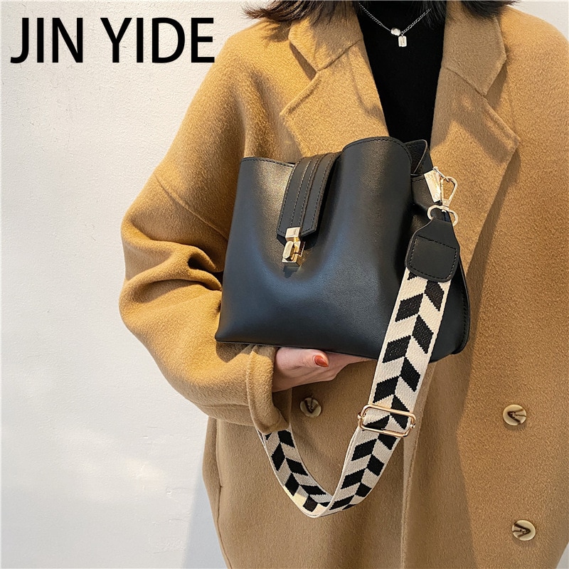 JIN YIDE Vintage Simple Small PU Leather Bucket Crossbody Bag for Women 2023 Designer Fashion Lady Luxury Black Shoulder Handbag JIN YIDE Vintage Simple Small PU Leather Bucket Crossbody Bag for Women 2023 Designer Fashion Lady Luxury Black Shoulder Handbag