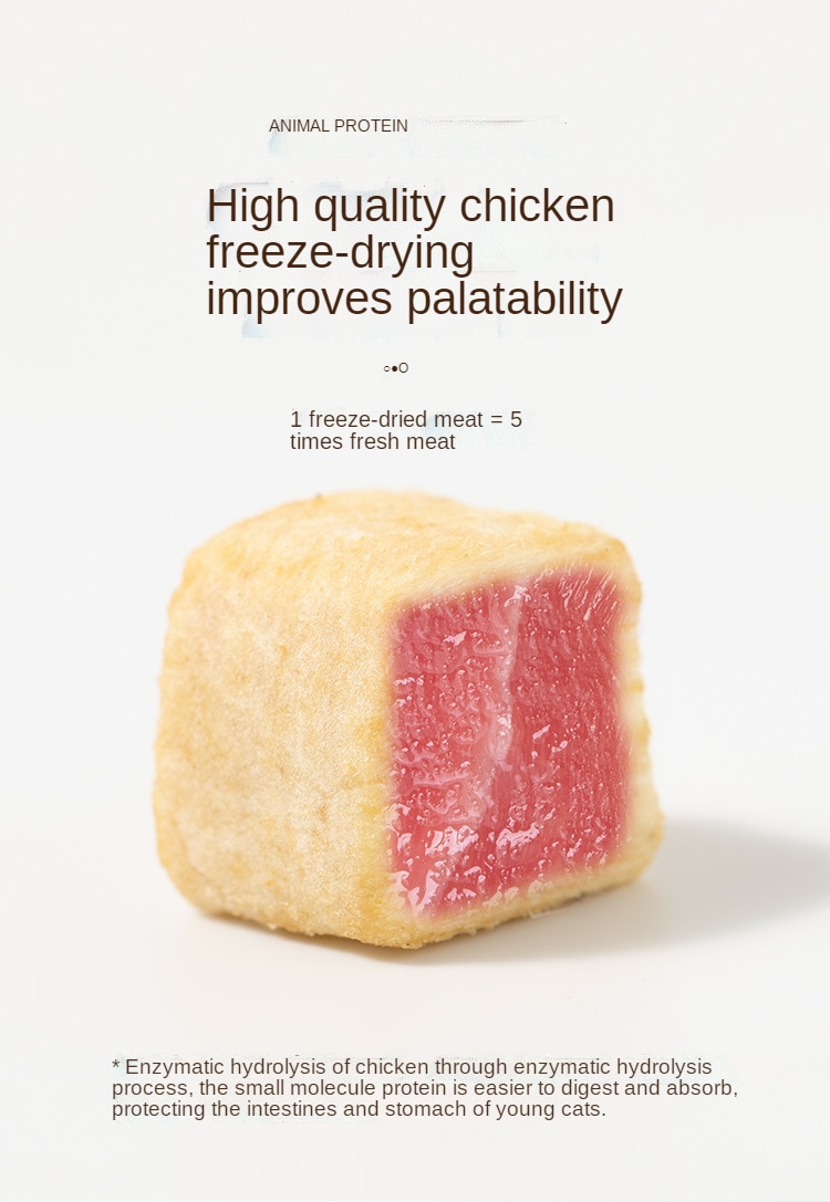 Thức ăn mèo Kitty đông khô, nghiền nát, bánh sữa, gà, dinh dưỡng, vỗ béo và mang 1-12 tháng - Ảnh 5