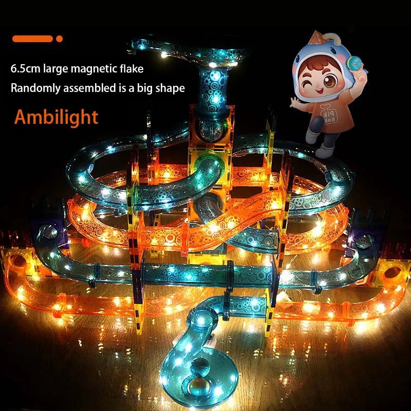 LED Magnetic Blocks Track Building Brick Bead Ball Children Toys Construction Competition Running Pipeline Building Blocks LED Magnetic Blocks Track Building Brick Bead Ball Children Toys Construction Competition Running Pipeline Building Blocks