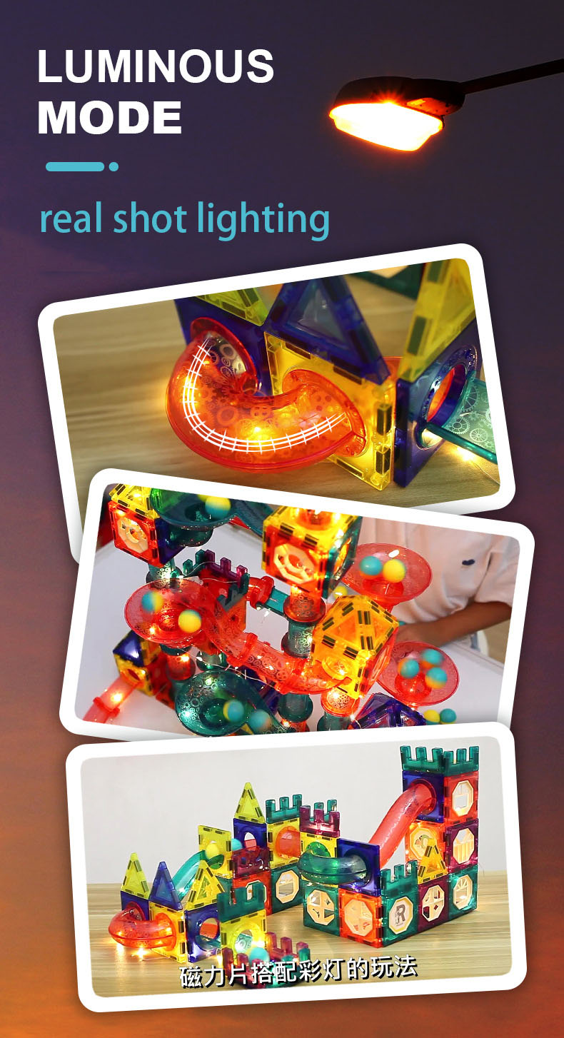 LED Magnetic Blocks Track Building Brick Bead Ball Children Toys Construction Competition Running Pipeline Building Blocks - imaget 4 LED Magnetic Blocks Track Building Brick Bead Ball Children Toys Construction Competition Running Pipeline Building Blocks - imaget 4