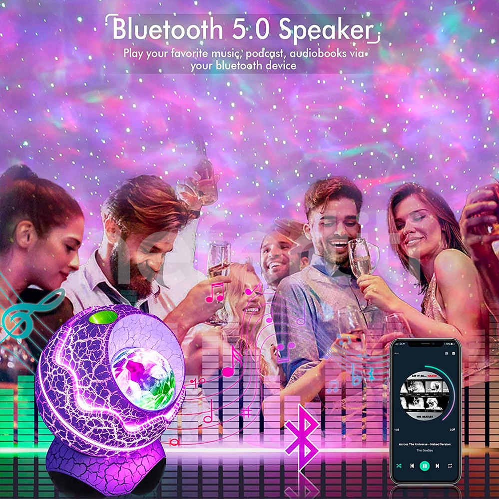 Máy Chiếu NEFERTITI Ngôi Sao Trứng Khủng Long Máy Chiếu Galaxy Tiếng Ồn Trắng Loa Bluetooth LED Đèn Ngủ Cho Trẻ Em Trang Trí Phòng Quà Tặng