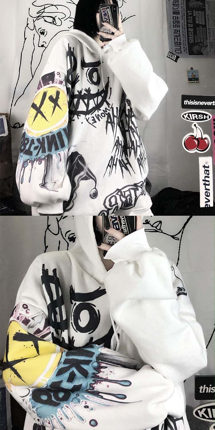 Nam Thu Xuân Ngộ Nghĩnh Punk Khoác Áo Nữ Quần Áo Hoodie Gothic Nhật Bản Hoạt Hình Hip Hop Áo Hoodie Nỉ Oversize - Ảnh 3 Nam Thu Xuân Ngộ Nghĩnh Punk Khoác Áo Nữ Quần Áo Hoodie Gothic Nhật Bản Hoạt Hình Hip Hop Áo Hoodie Nỉ Oversize - Ảnh 3
