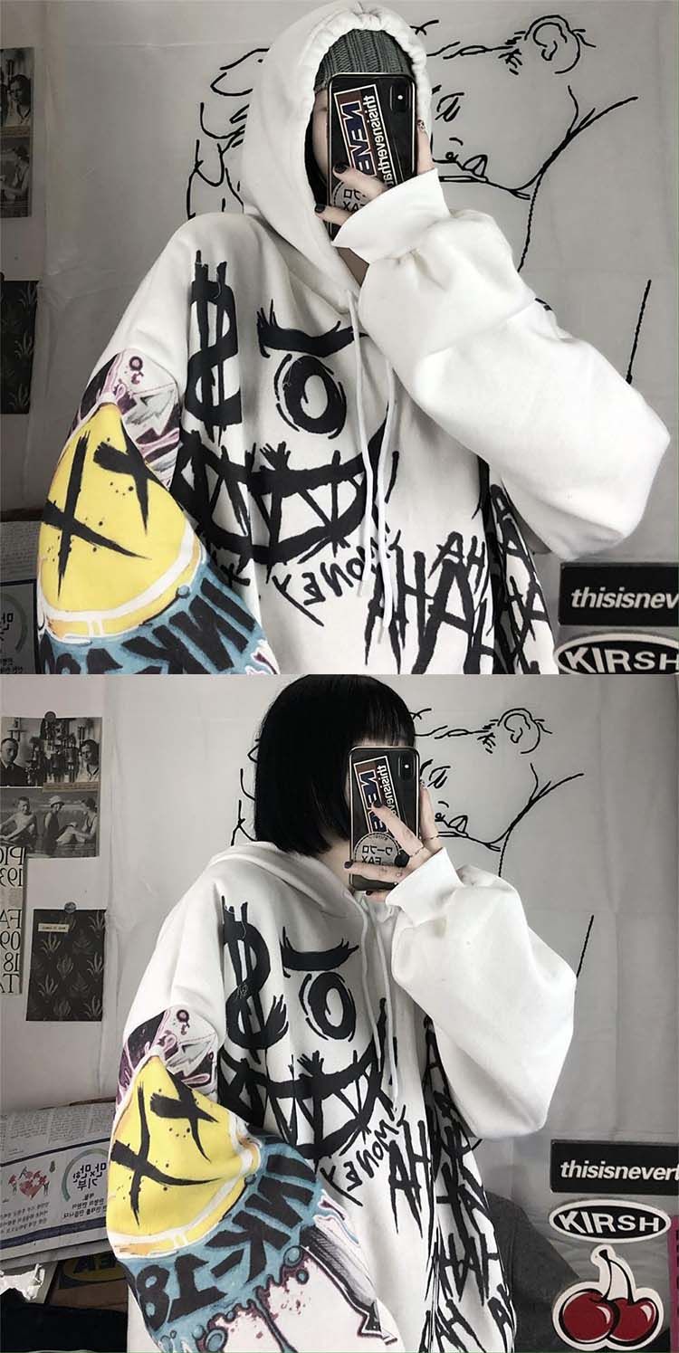 Nam Thu Xuân Ngộ Nghĩnh Punk Khoác Áo Nữ Quần Áo Hoodie Gothic Nhật Bản Hoạt Hình Hip Hop Áo Hoodie Nỉ Oversize - Ảnh 2 Nam Thu Xuân Ngộ Nghĩnh Punk Khoác Áo Nữ Quần Áo Hoodie Gothic Nhật Bản Hoạt Hình Hip Hop Áo Hoodie Nỉ Oversize - Ảnh 2