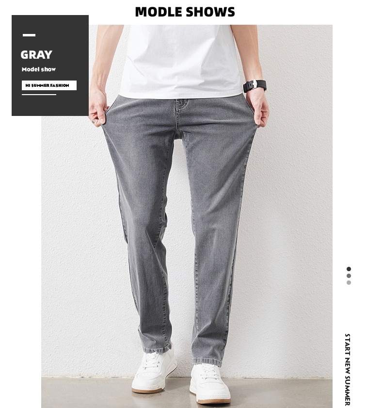 Nam Co Giãn Mỏng Rời Thẳng Quần Jean 28-48 Plus Kích Thước Mùa Xuân Mới Quần Mỏng Thương Hiệu Thời Trang Chất Lượng phù hợp Tất Cả Các Trận Đấu Thường Quần - Ảnh 8 Nam Co Giãn Mỏng Rời Thẳng Quần Jean 28-48 Plus Kích Thước Mùa Xuân Mới Quần Mỏng Thương Hiệu Thời Trang Chất Lượng phù hợp Tất Cả Các Trận Đấu Thường Quần - Ảnh 8