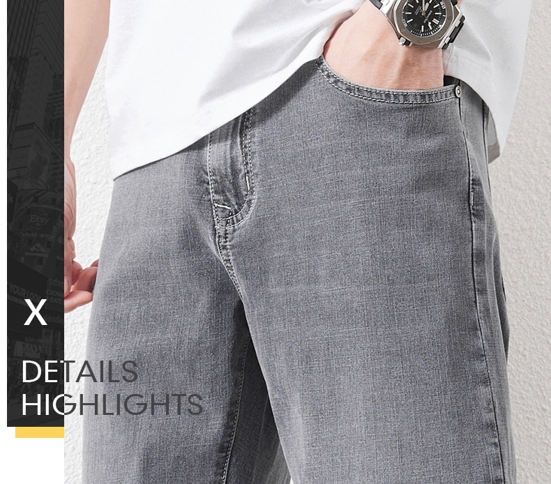 Nam Co Giãn Mỏng Rời Thẳng Quần Jean 28-48 Plus Kích Thước Mùa Xuân Mới Quần Mỏng Thương Hiệu Thời Trang Chất Lượng phù hợp Tất Cả Các Trận Đấu Thường Quần - Ảnh 6 Nam Co Giãn Mỏng Rời Thẳng Quần Jean 28-48 Plus Kích Thước Mùa Xuân Mới Quần Mỏng Thương Hiệu Thời Trang Chất Lượng phù hợp Tất Cả Các Trận Đấu Thường Quần - Ảnh 6