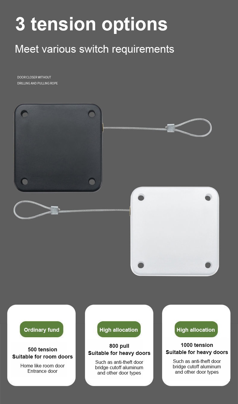 Multifunctional Automatic Door Closer Punch-Free Automatic Sensor Door Closer For Office Kitchen Bathroom Bedroom Doors - imaget 13 Multifunctional Automatic Door Closer Punch-Free Automatic Sensor Door Closer For Office Kitchen Bathroom Bedroom Doors - imaget 13