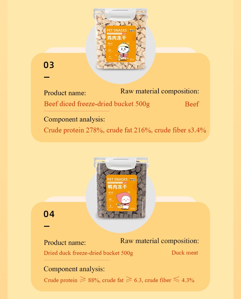 Đồ ăn vặt thịt đông khô cho thú cưng gà bò vịt vịt gà ức nhỏ 500g đồ ăn nhẹ cho chó mèo - Ảnh 4