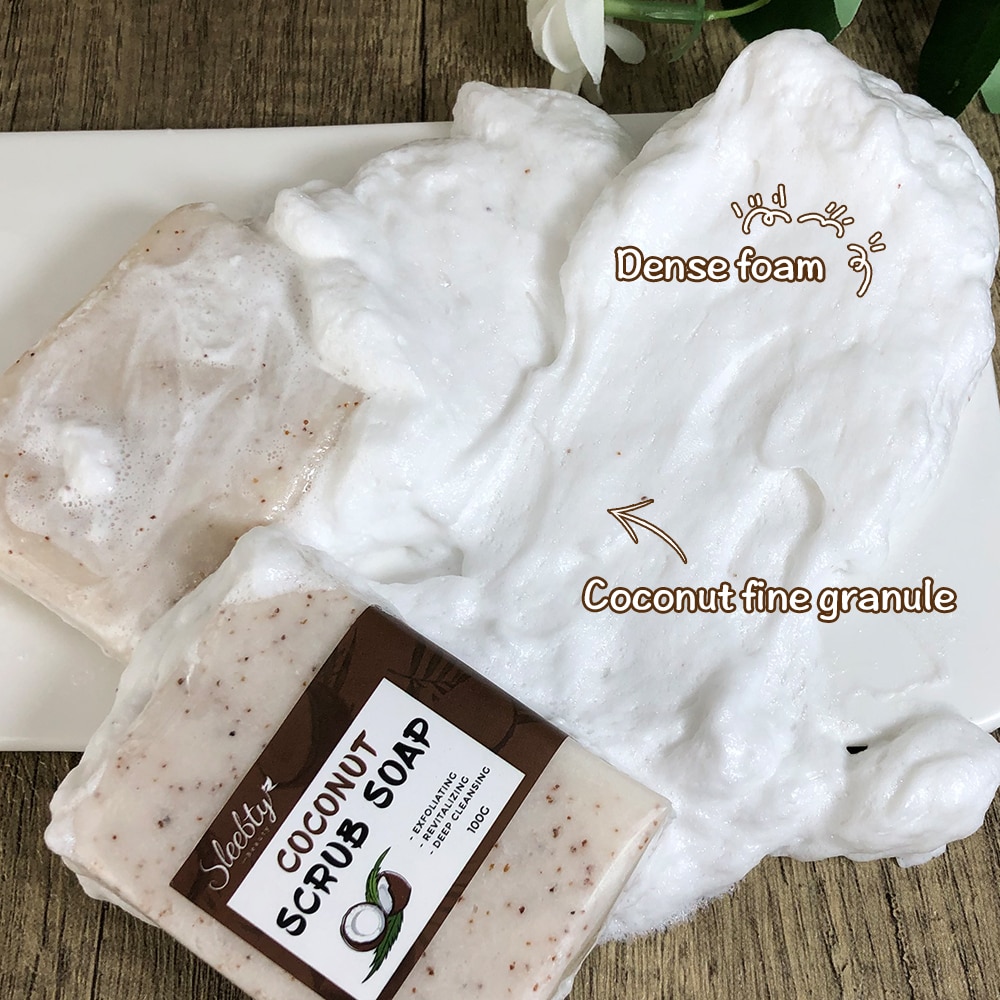 Sleebty Coconut Scrub Soap Wholesale Organic Natural Pure Plant Essence Vegan Whitening Body Care Handmade Facial Cleansing Bar Sleebty Coconut Scrub Soap Wholesale Organic Natural Pure Plant Essence Vegan Whitening Body Care Handmade Facial Cleansing Bar