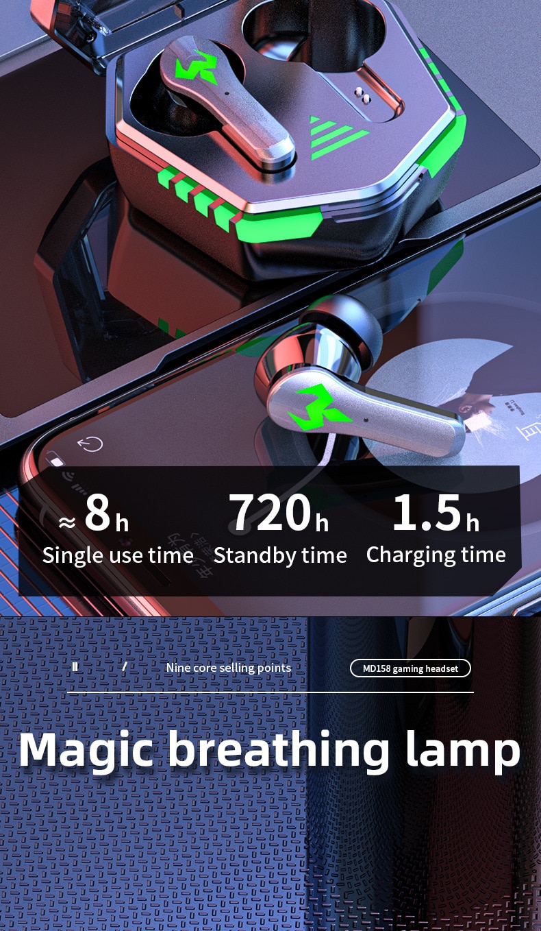 Tai nghe TWS Tai nghe không dây Bluetooth Tai nghe nhạc có độ trễ cực thấp Tai nghe HD Gọi Chế độ kép Tai nghe chơi game có Mic - Ảnh 12