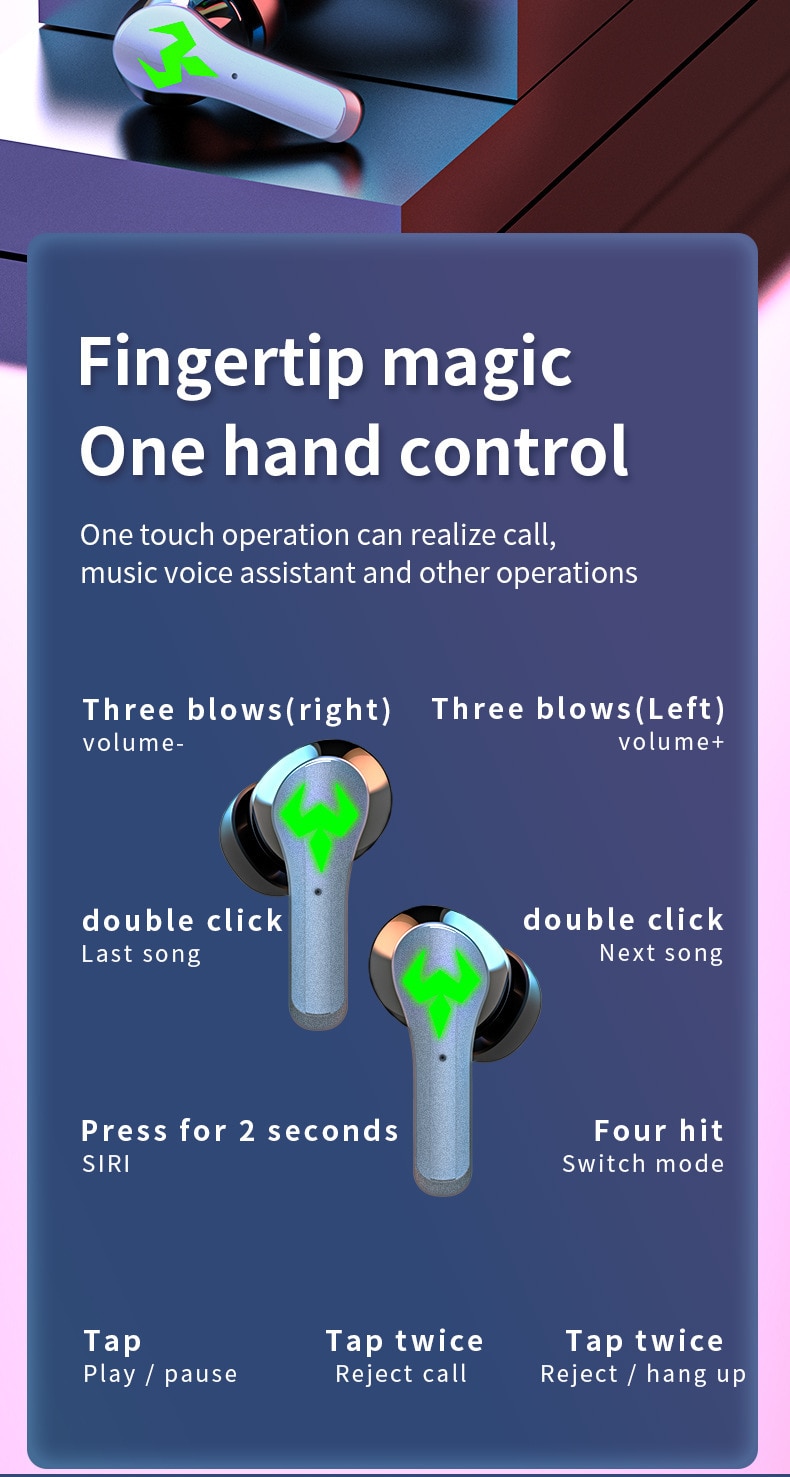 TWS 이어폰 블루투스 무선 이어 버드 초저 대기 시간 음악 헤드폰 HD 통화 마이크가있는 듀얼 모드 게임용 헤드셋 - imaget 7