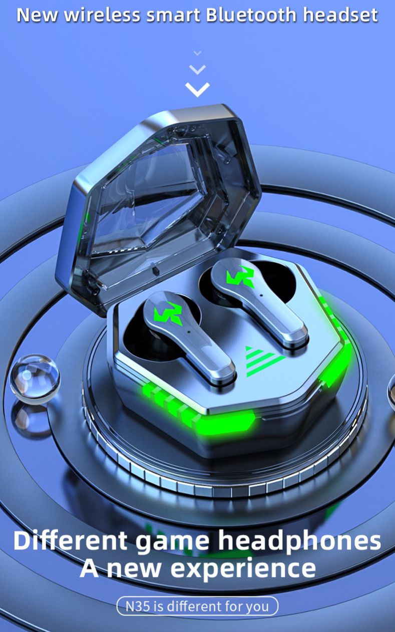 TWS 이어폰 블루투스 무선 이어 버드 초저 대기 시간 음악 헤드폰 HD 통화 마이크가있는 듀얼 모드 게임용 헤드셋 - imaget 1