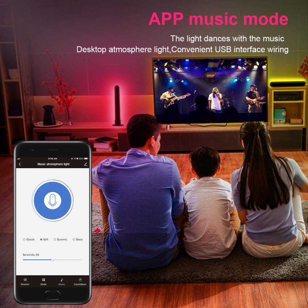 WiFi Smart LED Light Bar RGB Atmosphere Light Music Synchronization 12 Modes TV Wall Computer Game Room Decoration Night Light - imaget 11 WiFi Smart LED Light Bar RGB Atmosphere Light Music Synchronization 12 Modes TV Wall Computer Game Room Decoration Night Light - imaget 11
