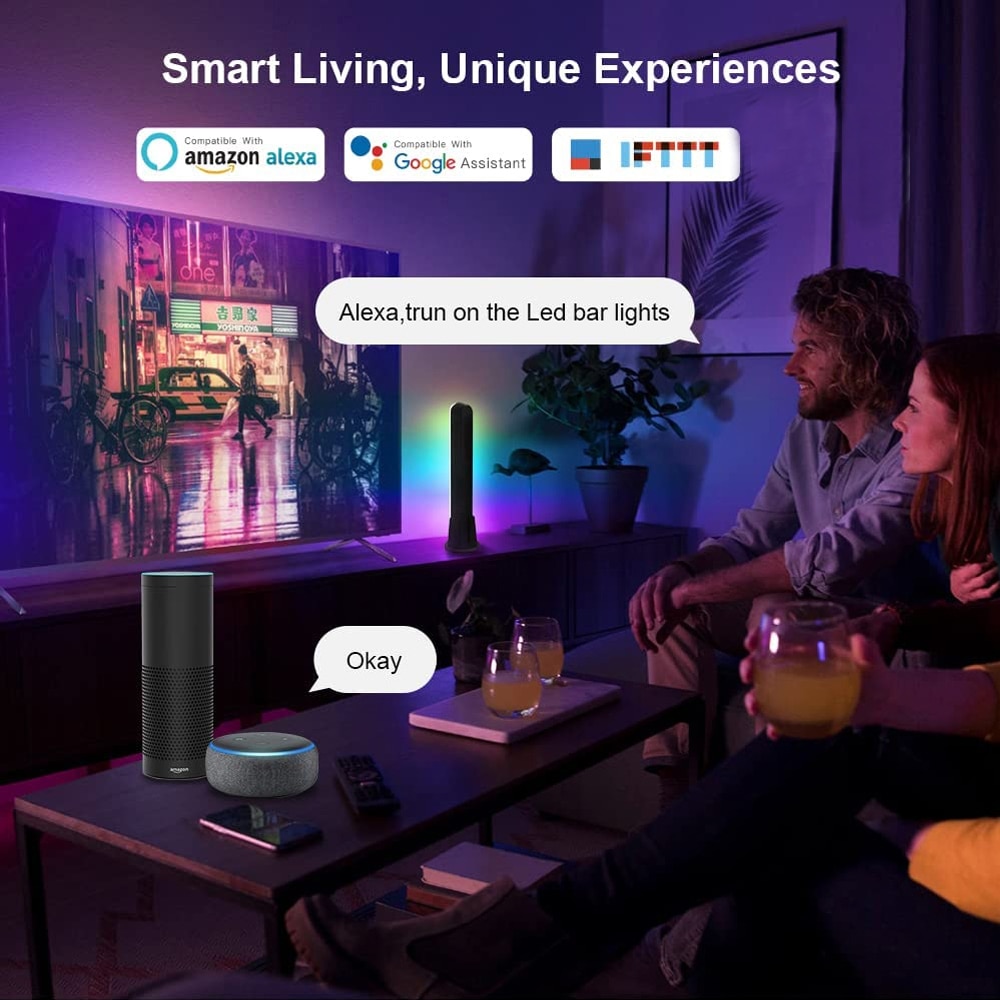 WiFi Smart LED Light Bar RGB Atmosphere Light Music Synchronization 12 Modes TV Wall Computer Game Room Decoration Night Light - imaget 7 WiFi Smart LED Light Bar RGB Atmosphere Light Music Synchronization 12 Modes TV Wall Computer Game Room Decoration Night Light - imaget 7