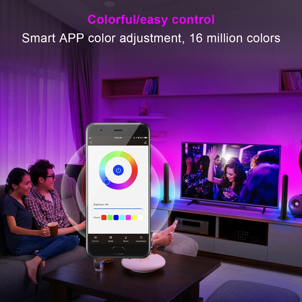 WiFi Smart LED Light Bar RGB Atmosphere Light Music Synchronization 12 Modes TV Wall Computer Game Room Decoration Night Light - imaget 14 WiFi Smart LED Light Bar RGB Atmosphere Light Music Synchronization 12 Modes TV Wall Computer Game Room Decoration Night Light - imaget 14