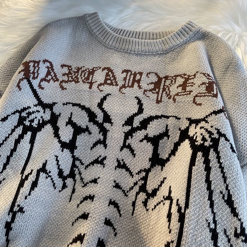 고딕 편지 풀오버 힙합 Streetwear 박쥐 해골 인쇄 새로운 니트 스웨터 Menautumn 하라주쿠 코튼 스웨터 여성 2022 - imaget 9 고딕 편지 풀오버 힙합 Streetwear 박쥐 해골 인쇄 새로운 니트 스웨터 Menautumn 하라주쿠 코튼 스웨터 여성 2022 - imaget 9