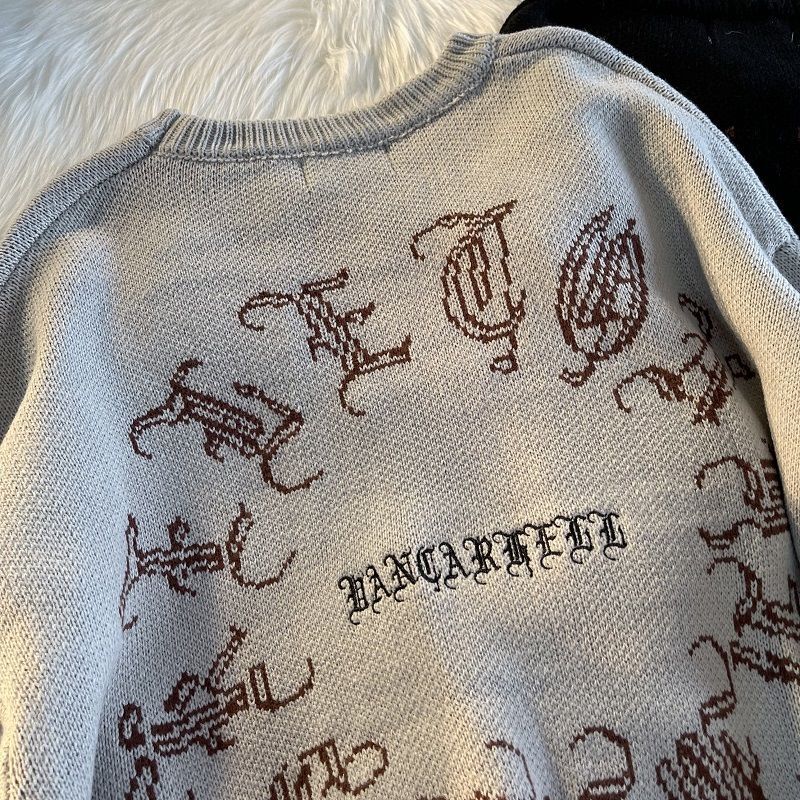 고딕 편지 풀오버 힙합 Streetwear 박쥐 해골 인쇄 새로운 니트 스웨터 Menautumn 하라주쿠 코튼 스웨터 여성 2022 - imaget 19 고딕 편지 풀오버 힙합 Streetwear 박쥐 해골 인쇄 새로운 니트 스웨터 Menautumn 하라주쿠 코튼 스웨터 여성 2022 - imaget 19