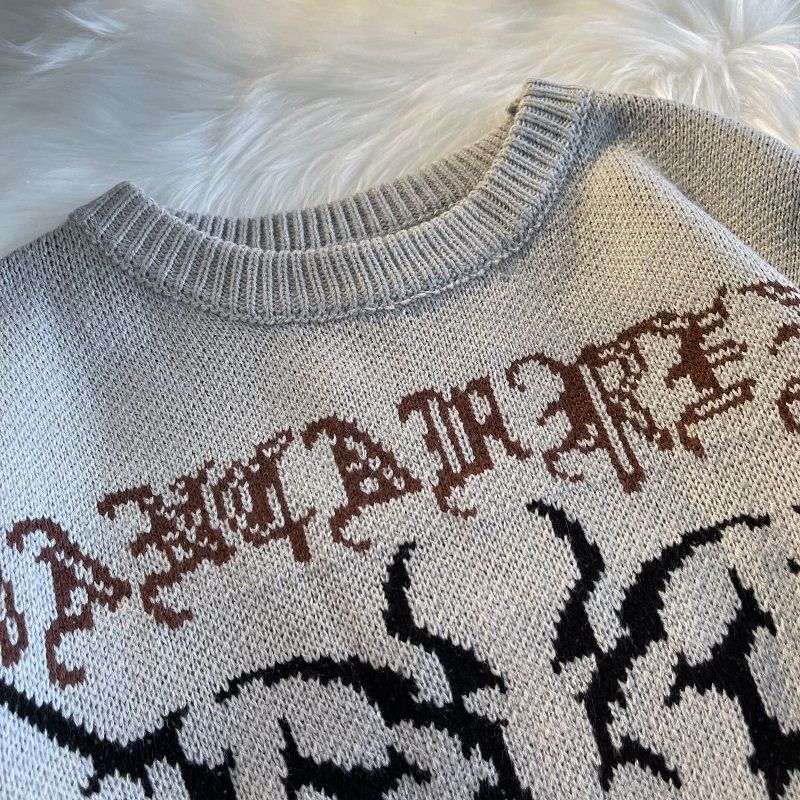 고딕 편지 풀오버 힙합 Streetwear 박쥐 해골 인쇄 새로운 니트 스웨터 Menautumn 하라주쿠 코튼 스웨터 여성 2022 - imaget 10 고딕 편지 풀오버 힙합 Streetwear 박쥐 해골 인쇄 새로운 니트 스웨터 Menautumn 하라주쿠 코튼 스웨터 여성 2022 - imaget 10